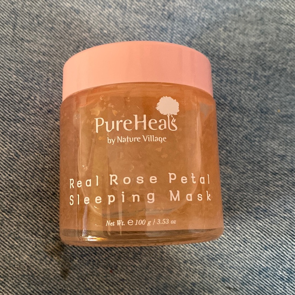 Pure heels by nature, village real rose, petals sleeping mask, 3.53 ounces.